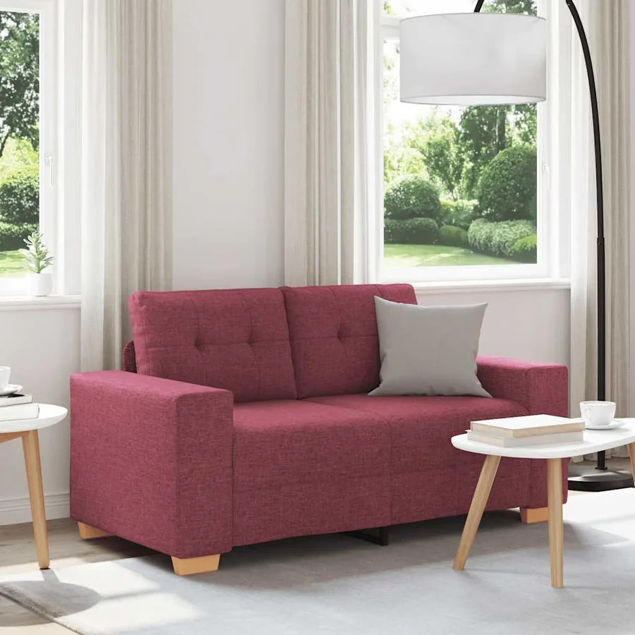 Canapé deux places rouge vin 160x77x82 cm en tissu