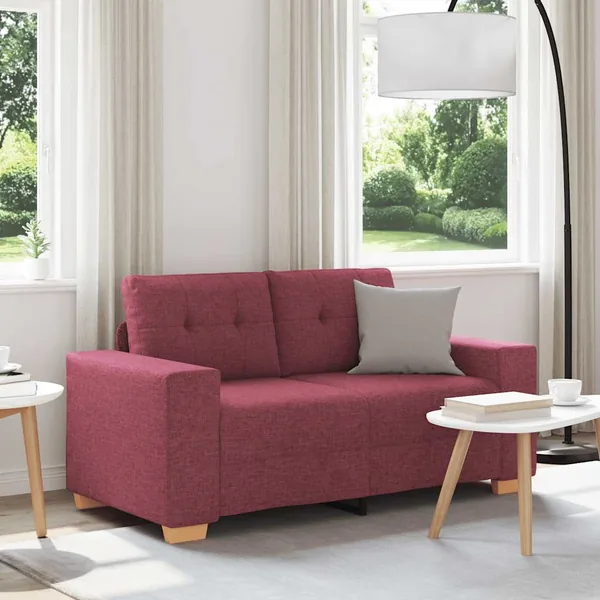 Canapé deux places rouge vin 160x77x82 cm en tissu