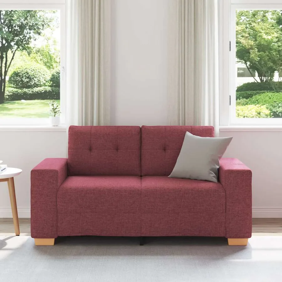 Canapé deux places rouge vin 160x77x82 cm en tissu - 3