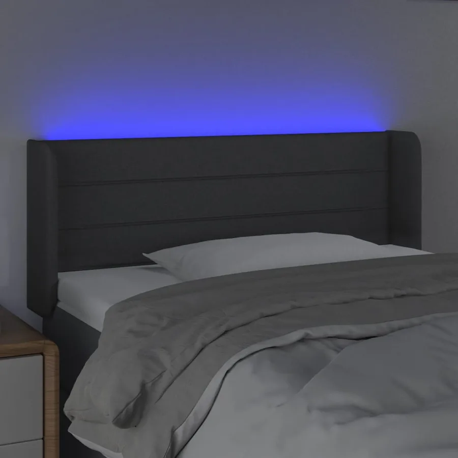 Tête de lit à LED Gris foncé 83x16x78/88 cm Tissu - 4