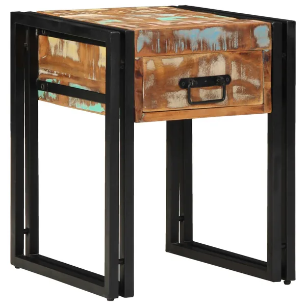 Table d'appoint avec tiroir 40 x 40 x 50 cm Bois Recyclé Solide