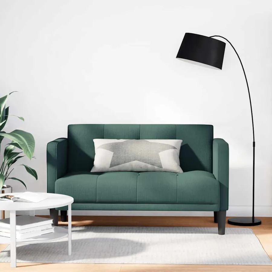 Canapé deux places vert foncé 111 cm en tissu