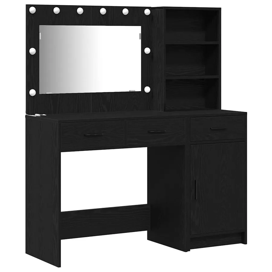 Table de Toilette avec tiroir 2 pcs Noir Bois d'ingénierie - 2