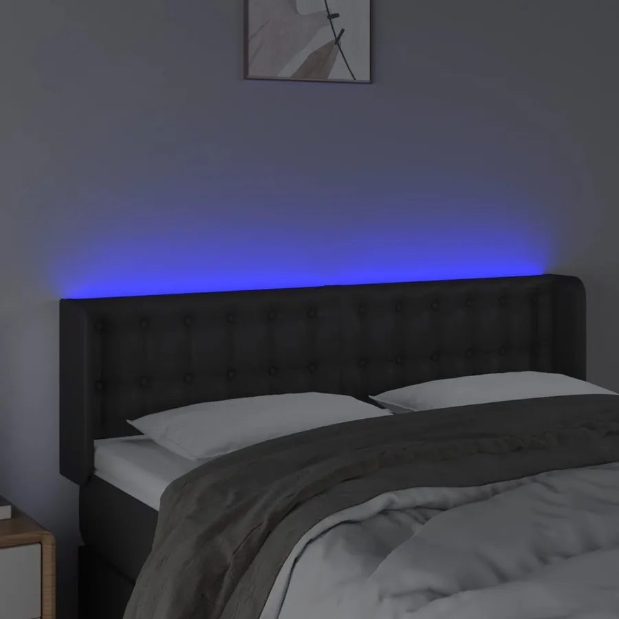 Tête de lit à LED Noir 147x16x78/88 cm Similicuir - 4