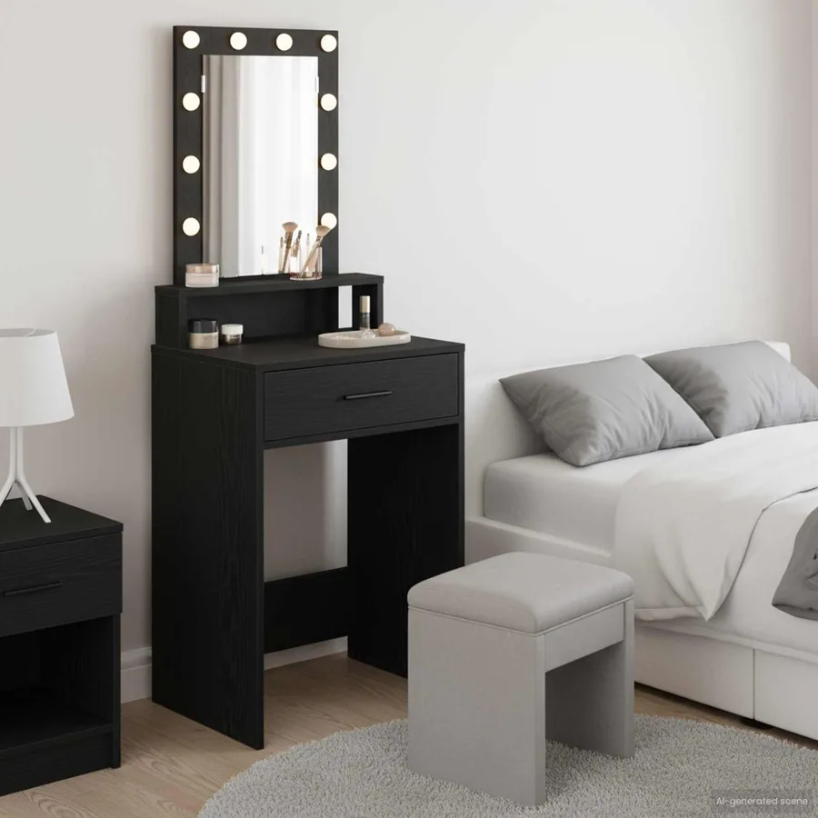 Table de Toilette Noir 50 x 41 x 140 cm Bois d'ingénierie