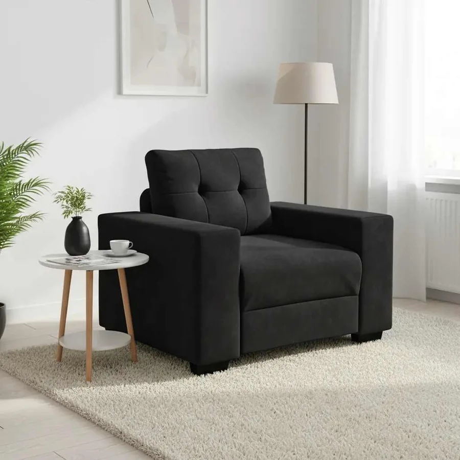 Fauteuil noir 100x78x80 cm velours