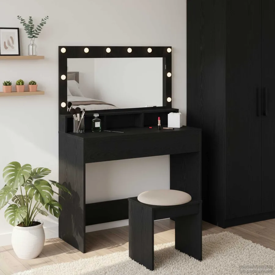 Table de Toilette avec étagère Chêne noir 100 x 41 x 135 cm