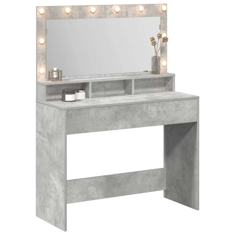 Table de Toilette avec étagère Gris béton 100 x 41 x 135 cm - 3