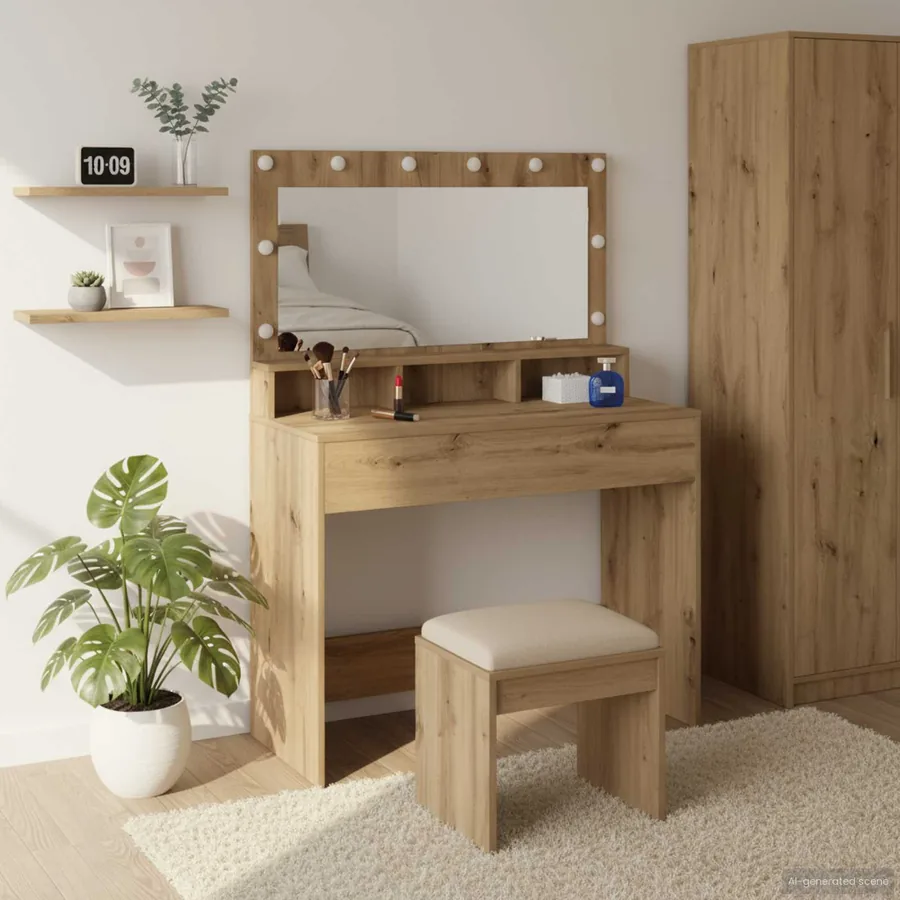 Table de Toilette Chêne artisanal 100 x 41 x 135 cm