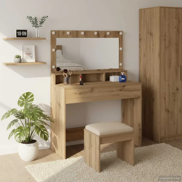 Table de Toilette Chêne artisanal 100 x 41 x 135 cm