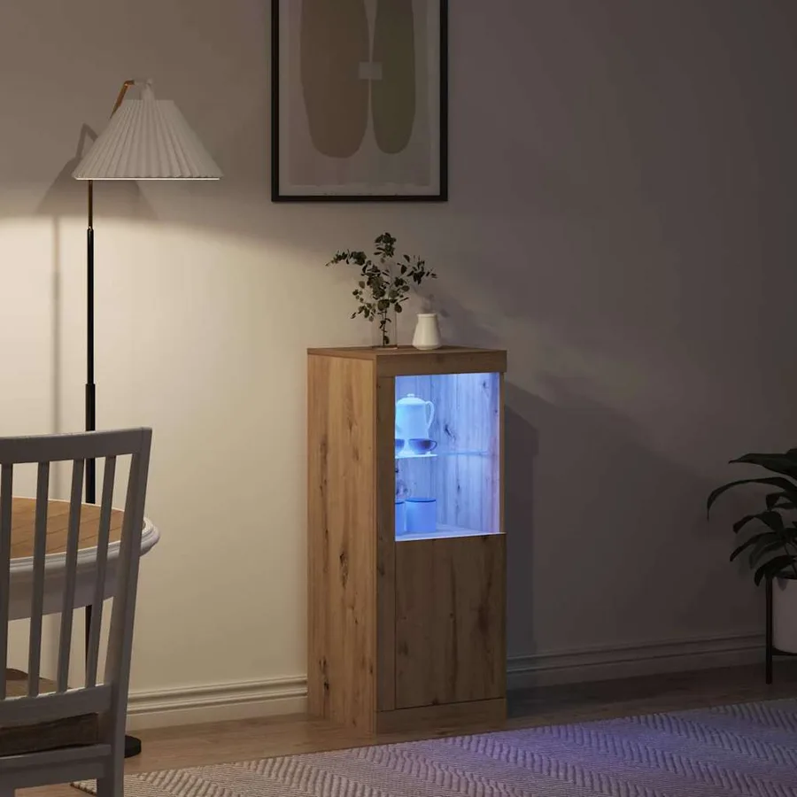Buffet LED Marron 41 x 37 x 100 cm Bois d'ingénierie - 5