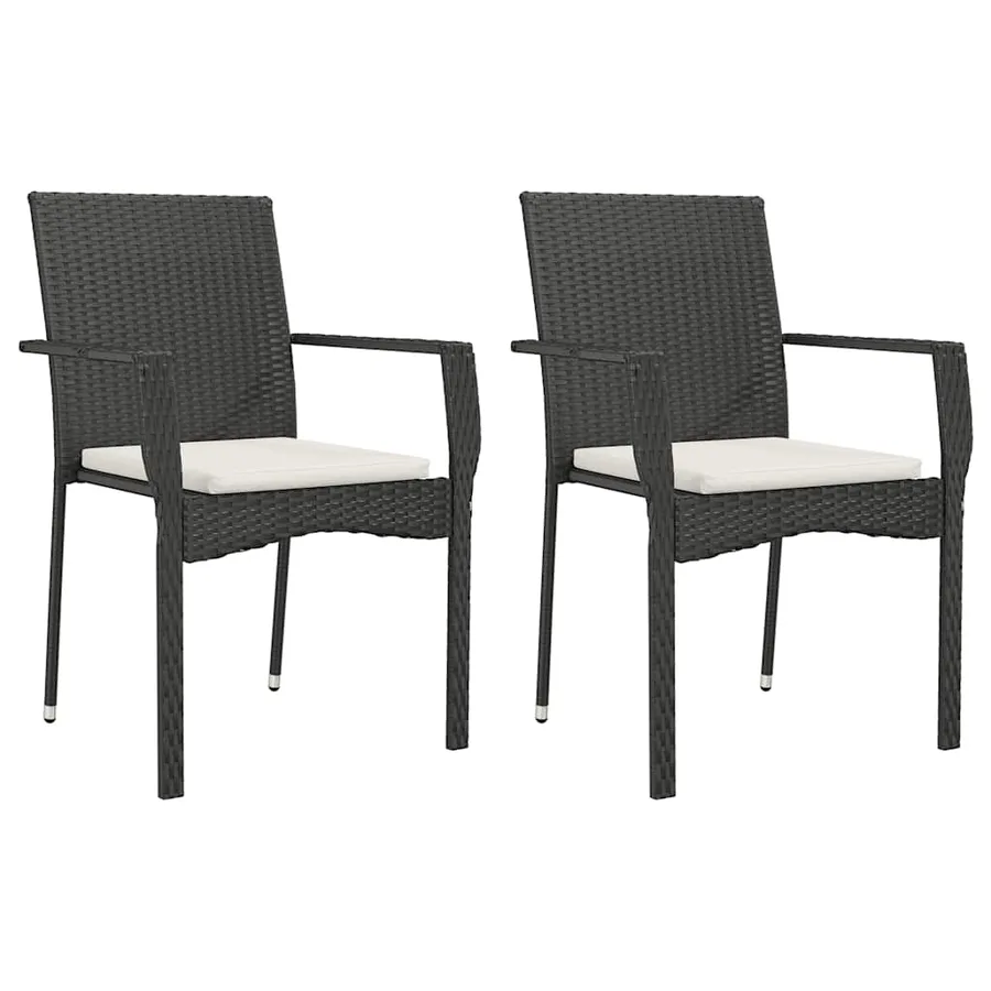 Ensemble à manger de jardin 9pcs coussins noir résine tressée - 3