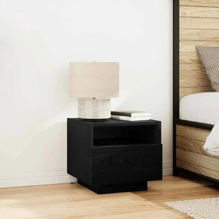 Cabinet de chevet avec tiroir 2 pcs Chêne noir 40 x 39 x 37 cm