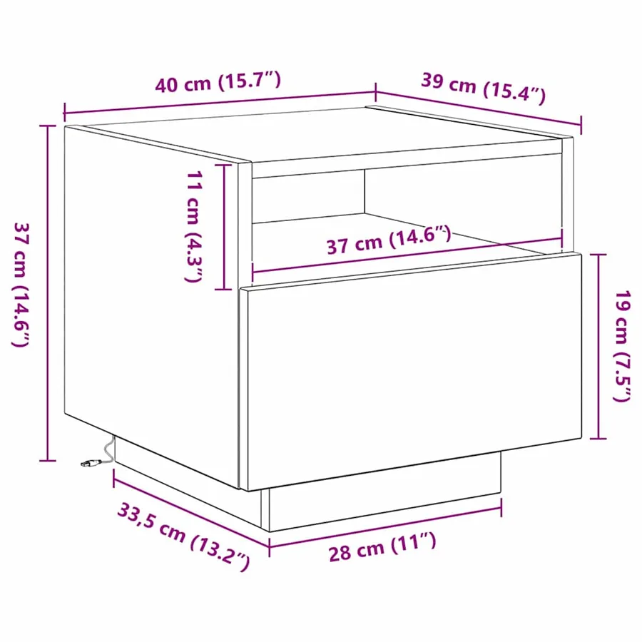 Cabinet de chevet avec tiroir 2 pcs Chêne noir 40 x 39 x 37 cm - 15