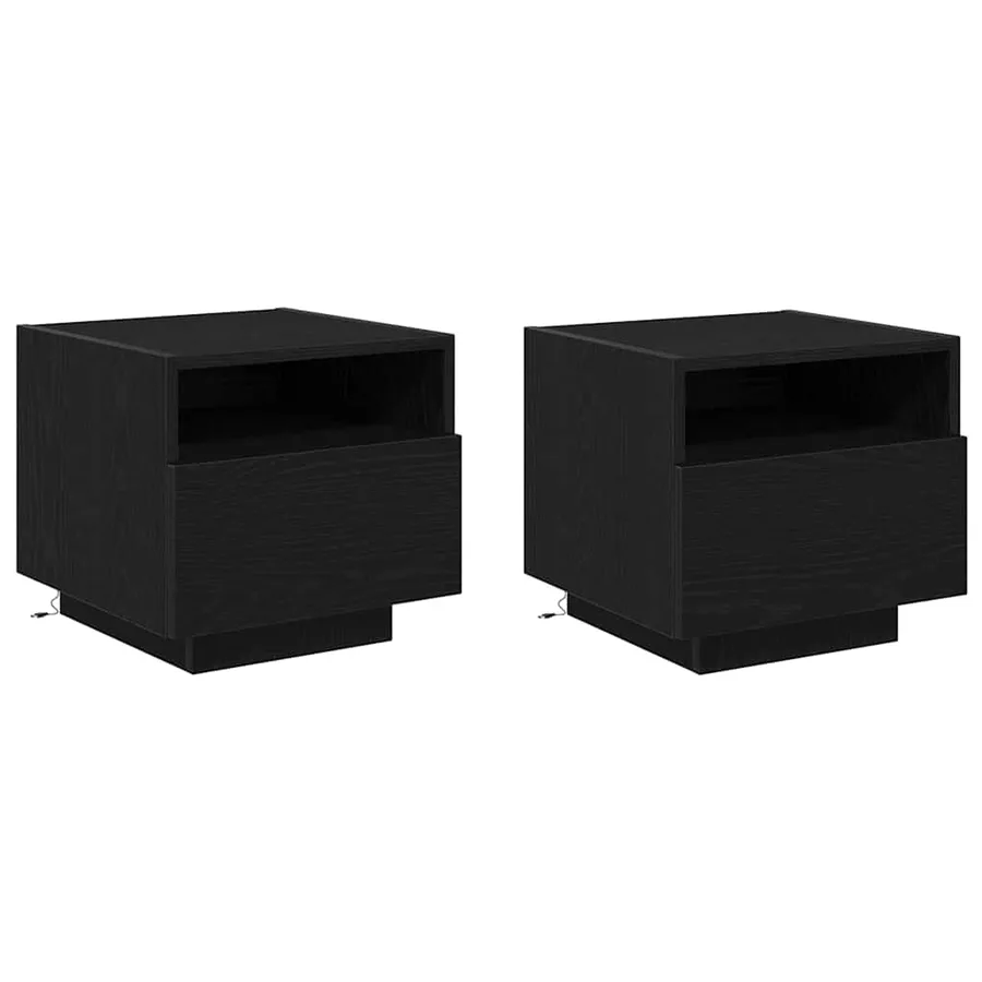 Cabinet de chevet avec tiroir 2 pcs Chêne noir 40 x 39 x 37 cm - 2