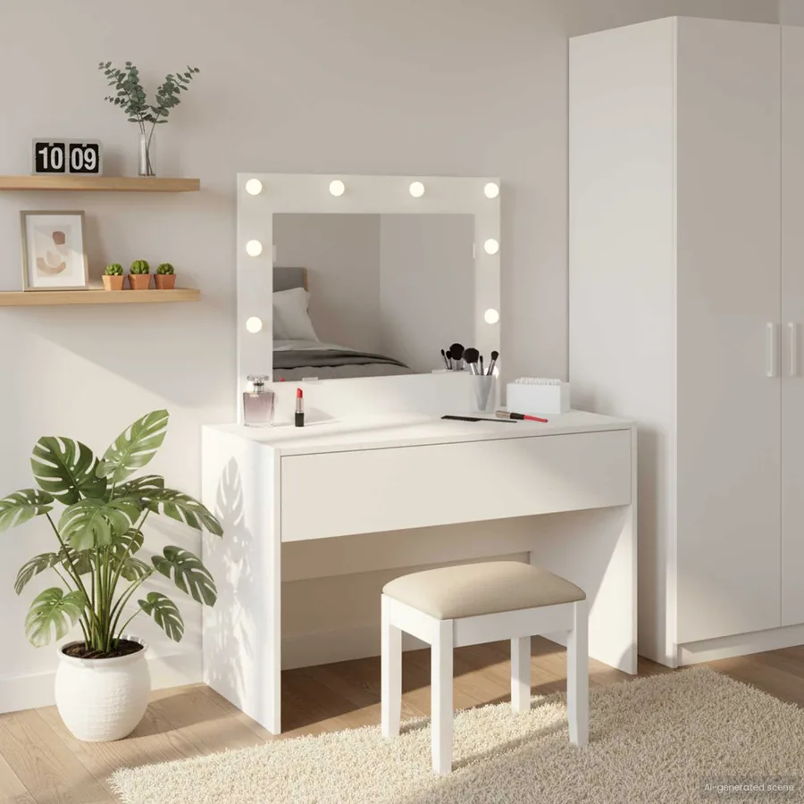 Table de Toilette Blanc 83 x 40 x 70 cm Bois d'ingénierie
