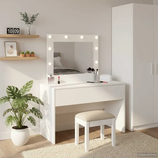 Table de Toilette Blanc 83 x 40 x 70 cm Bois d'ingénierie