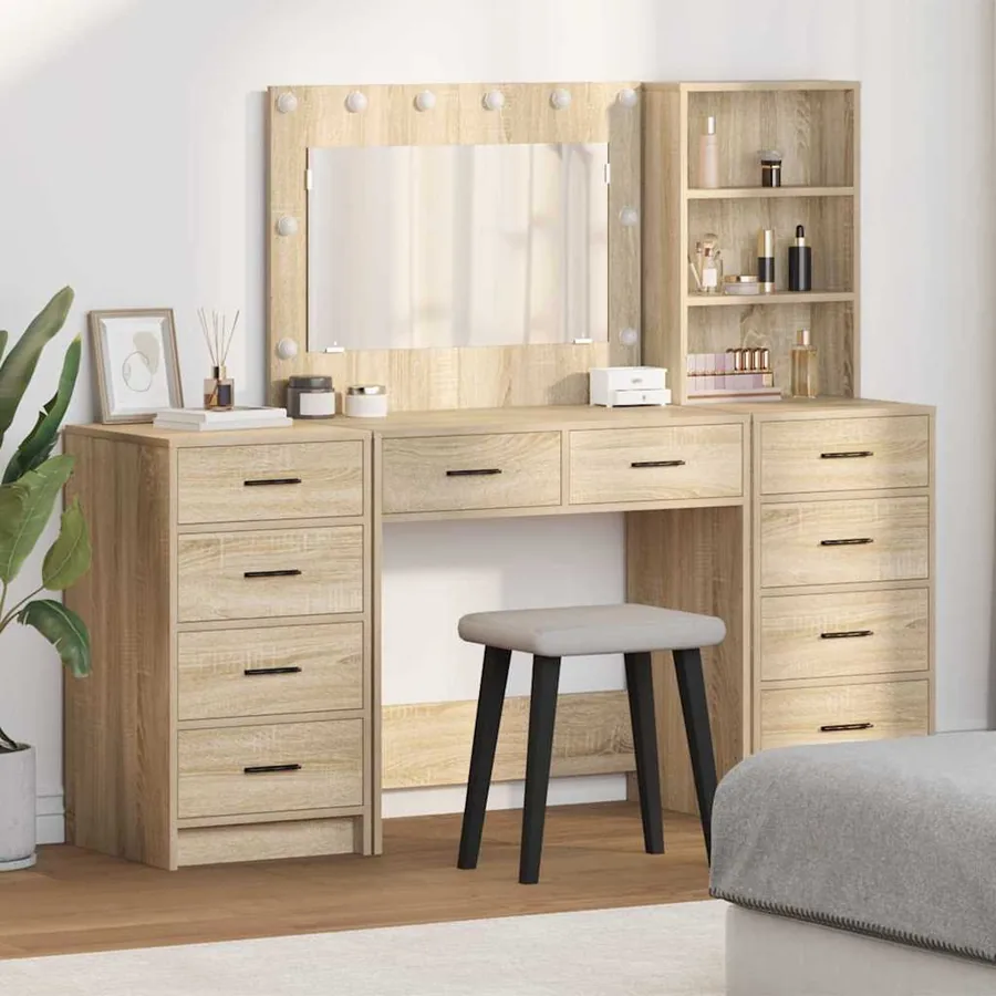 Table de Toilette 3 pcs Chêne Sonoma Bois d'ingénierie