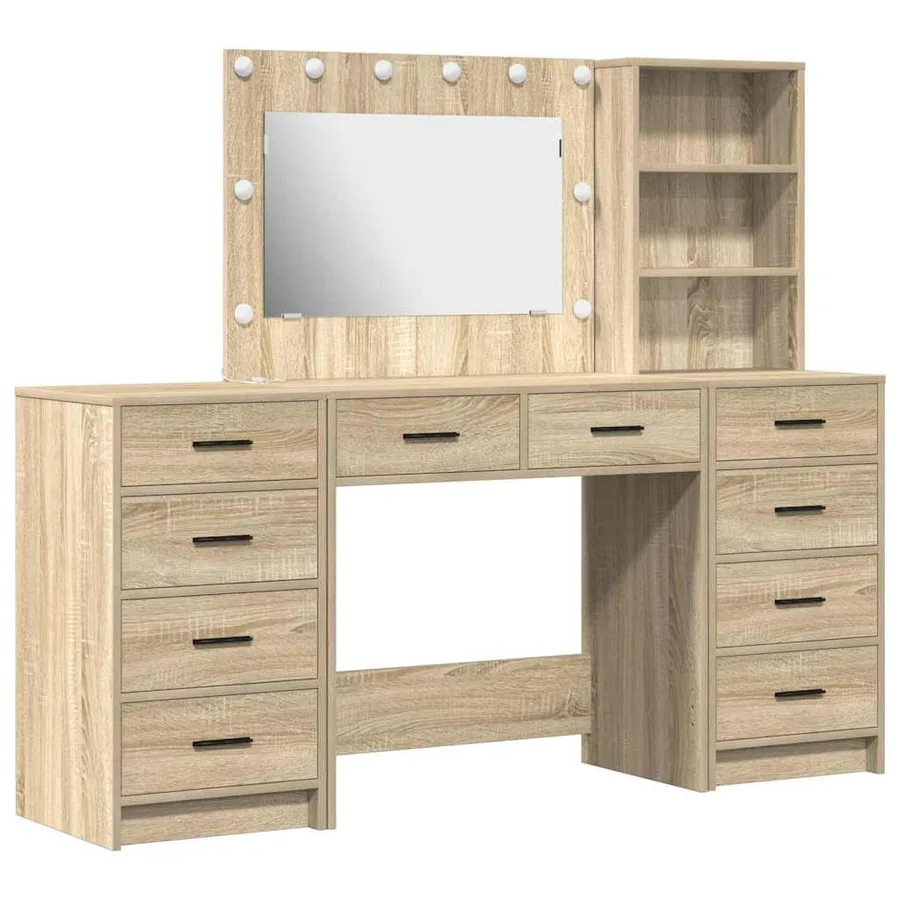 Table de Toilette 3 pcs Chêne Sonoma Bois d'ingénierie - 2