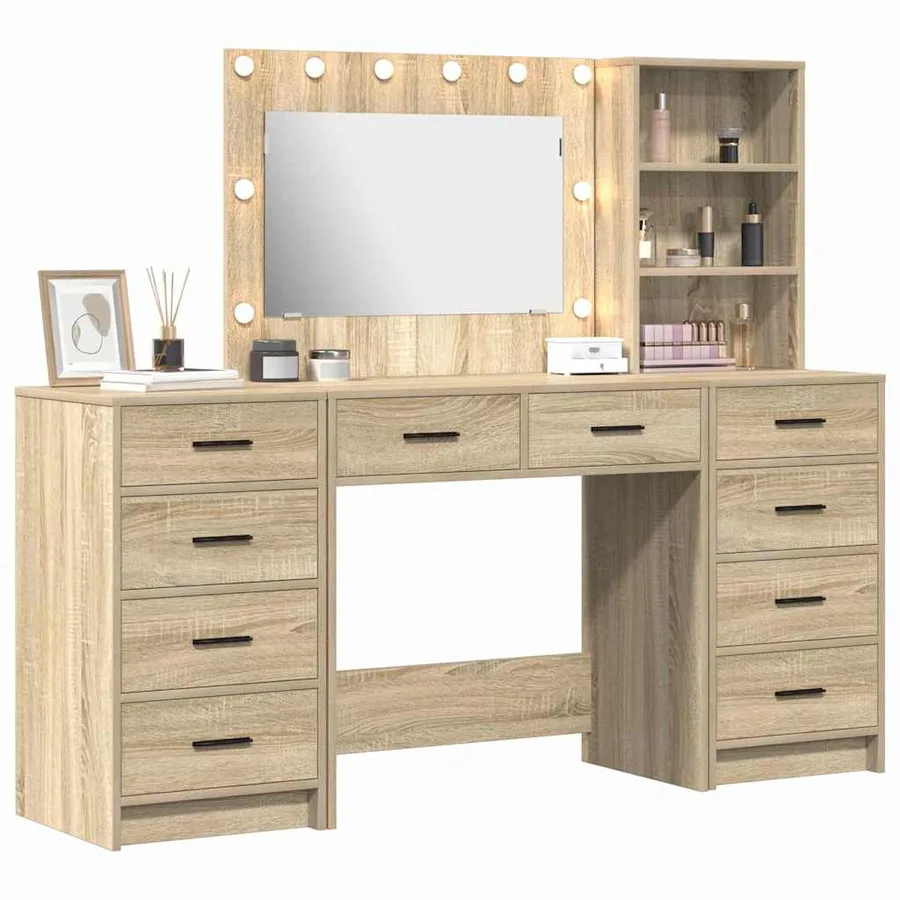 Table de Toilette 3 pcs Chêne Sonoma Bois d'ingénierie - 3