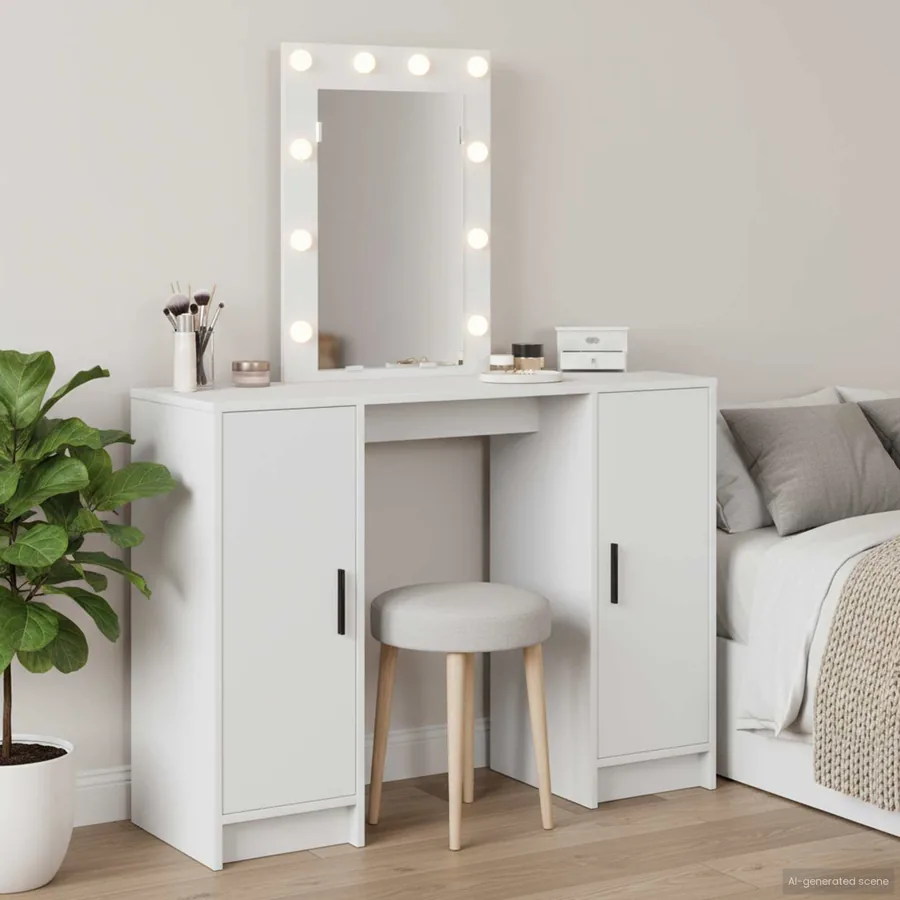 Table de Toilette Blanc 102 x 33 x 135 cm Bois d'ingénierie
