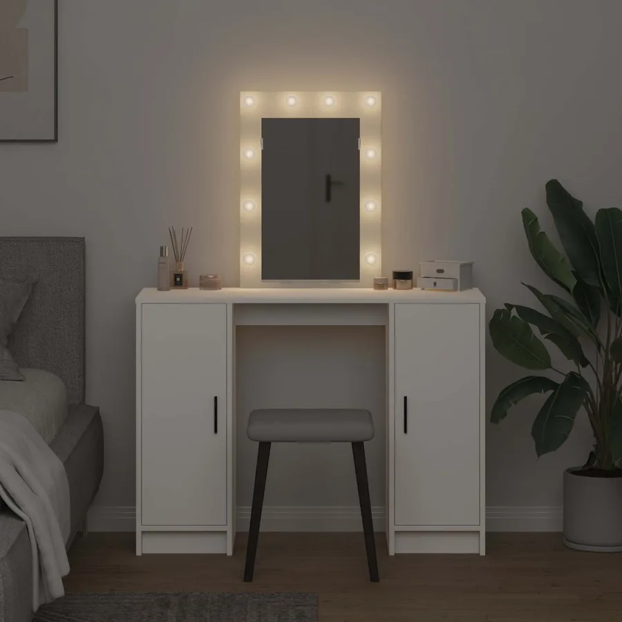 Table de Toilette Blanc 102 x 33 x 135 cm Bois d'ingénierie - 4