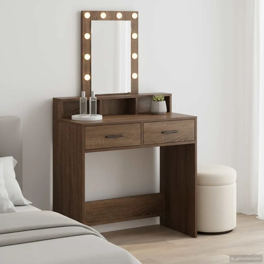 Table de Toilette Marron 79 x 41 x 140 cm Bois d'ingénierie