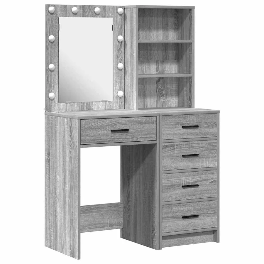 Table de Toilette 2 pcs Gris 50 x 41 x 135 cm Bois d'ingénierie - 2