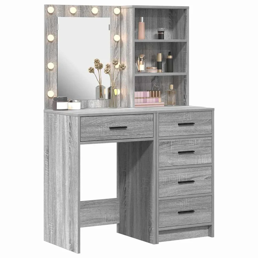 Table de Toilette 2 pcs Gris 50 x 41 x 135 cm Bois d'ingénierie - 3