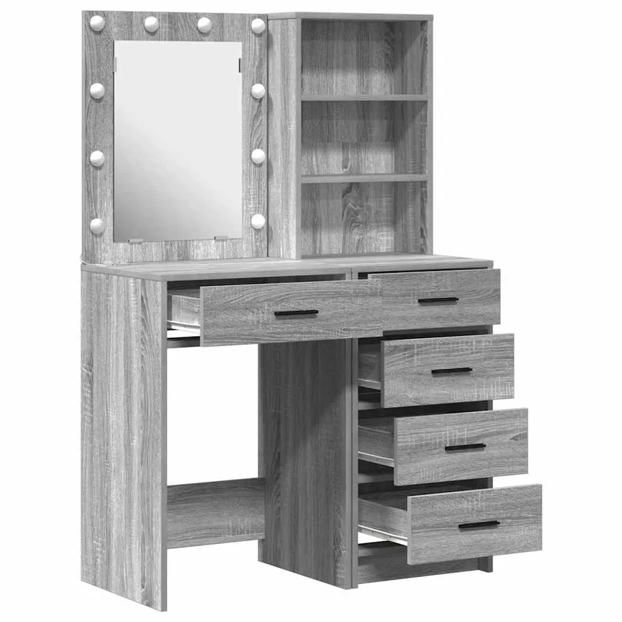 Table de Toilette 2 pcs Gris 50 x 41 x 135 cm Bois d'ingénierie - 7