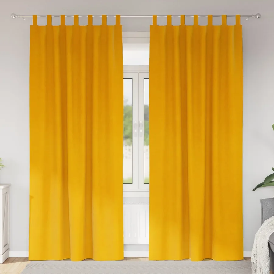Rideaux occultants 2 pcs Jaune moutarde 140 x 225 cm Velours