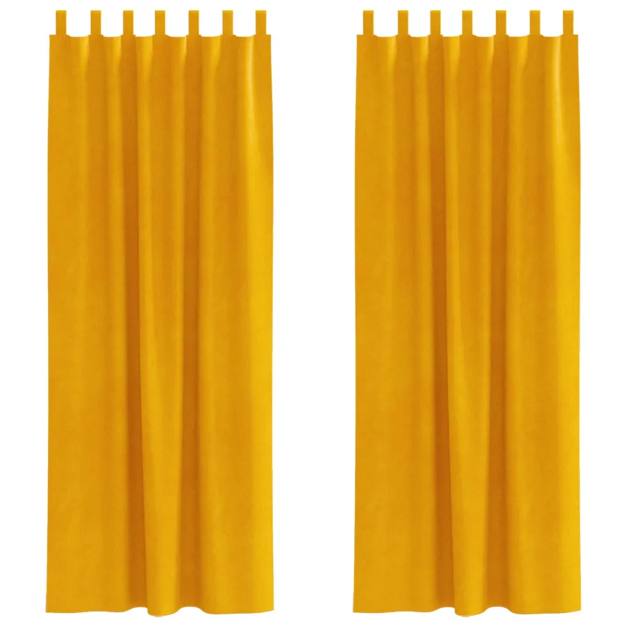 Rideaux occultants 2 pcs Jaune moutarde 140 x 225 cm Velours - 2