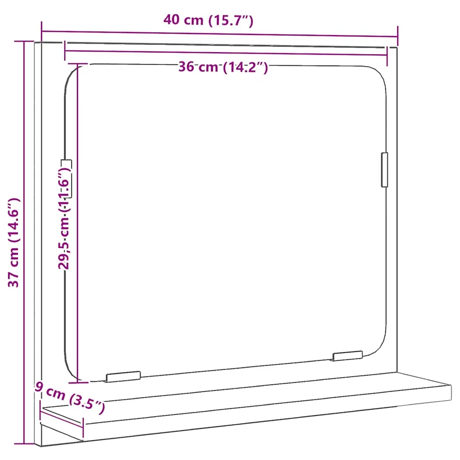Miroir de salle de bain en chêne noir 40 x 10,5 x 37 cm bois d'ingénierie - 11