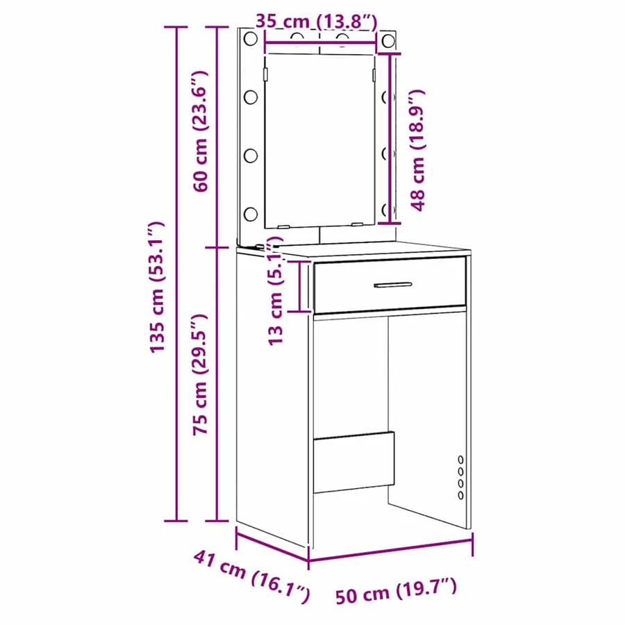 Table de Toilette 3 pcs Marron 40 x 41 x 135 cm - 16