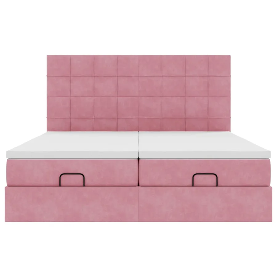 Cadre de lit ottoman avec matelas rose 180x200 cm velours - 8