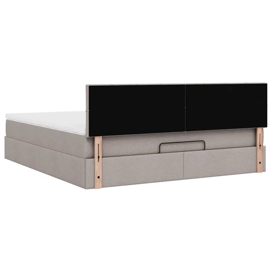 Cadre de lit ottoman avec matelas taupe 160x200 cm tissu - 12