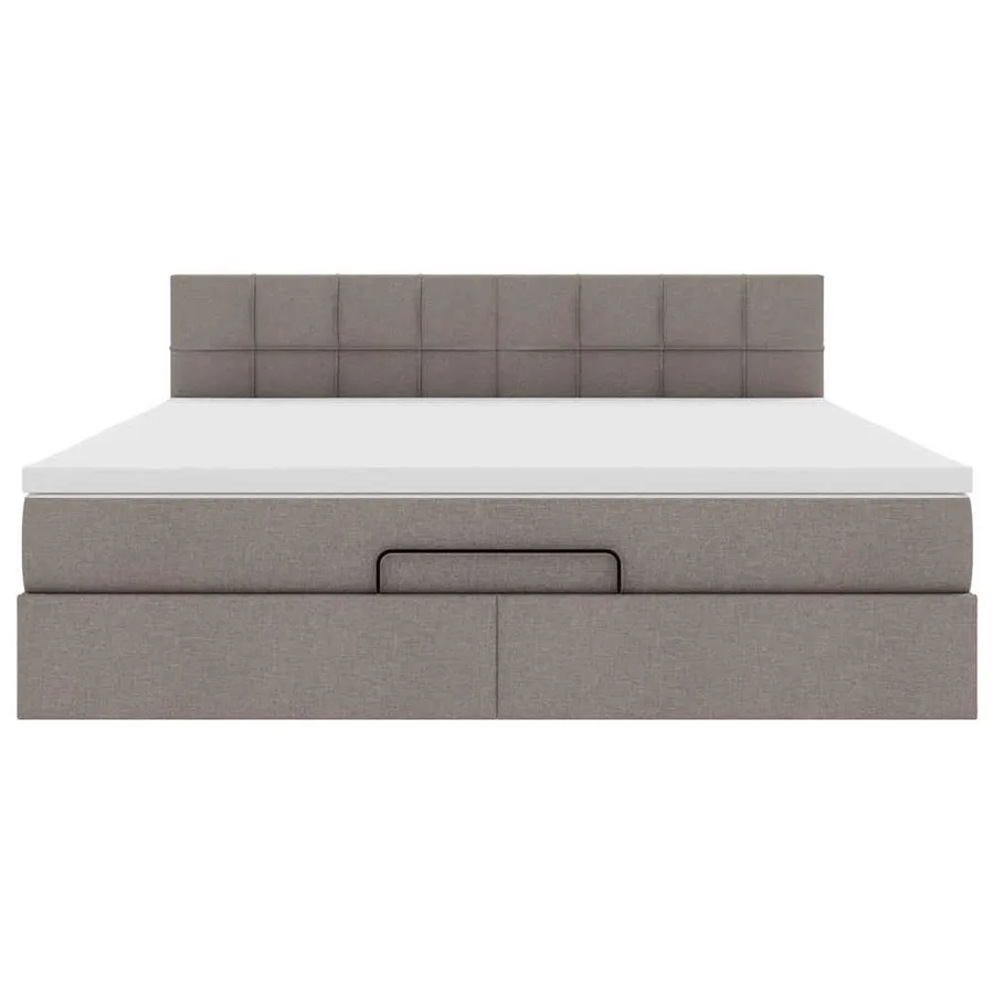 Cadre de lit ottoman avec matelas taupe 160x200 cm tissu - 8