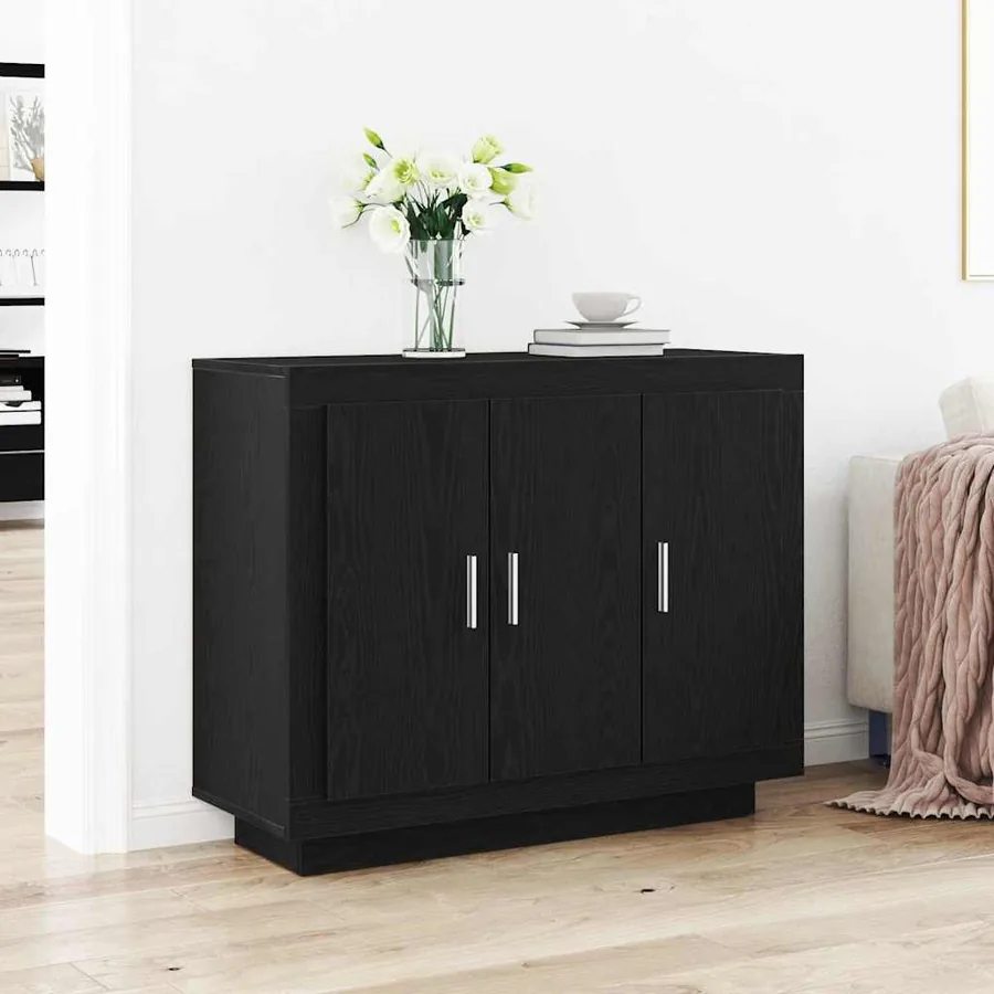 Buffet Chêne noir 92 x 35 x 75 cm Bois d'ingénierie