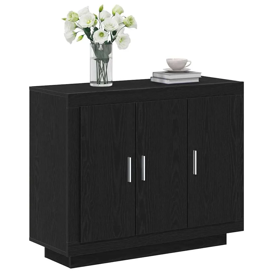 Buffet Chêne noir 92 x 35 x 75 cm Bois d'ingénierie - 3