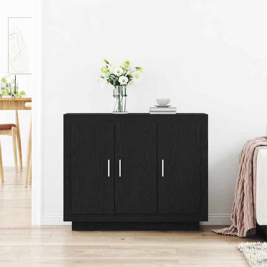 Buffet Chêne noir 92 x 35 x 75 cm Bois d'ingénierie - 4