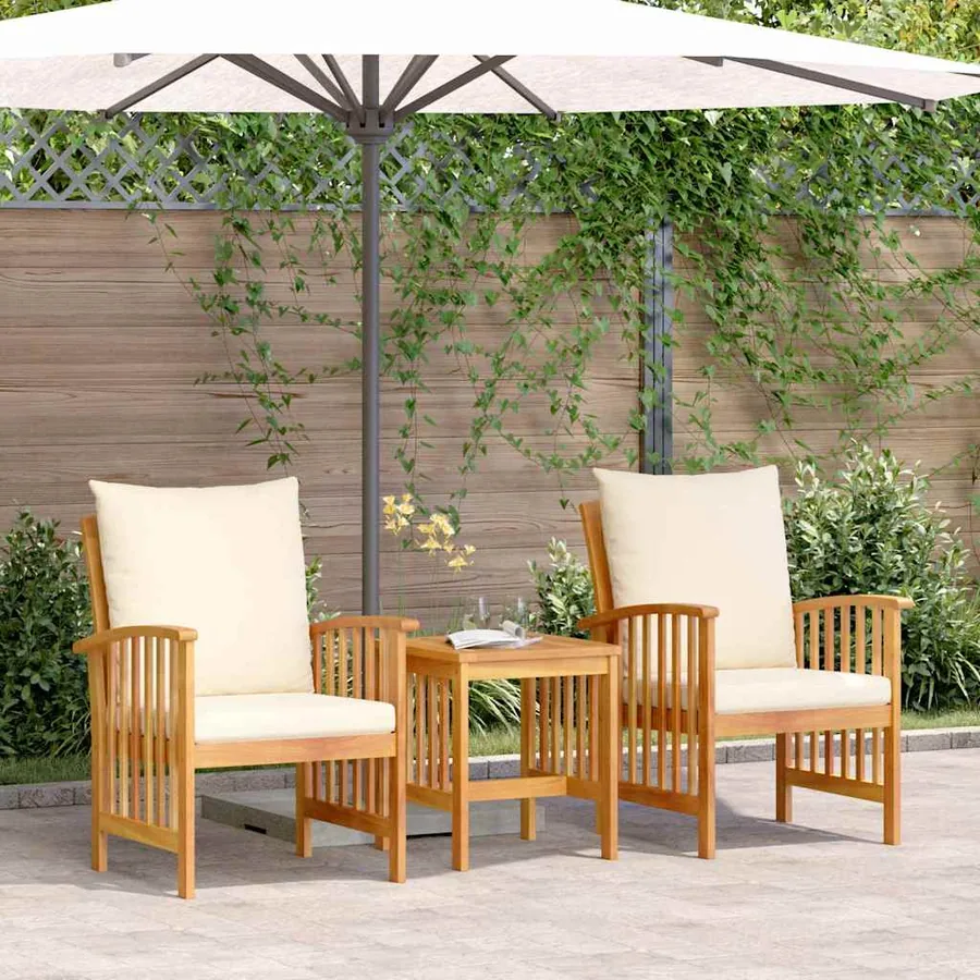 Ensemble de canapé de jardin avec coussin 3 pcs Huile Naturelle