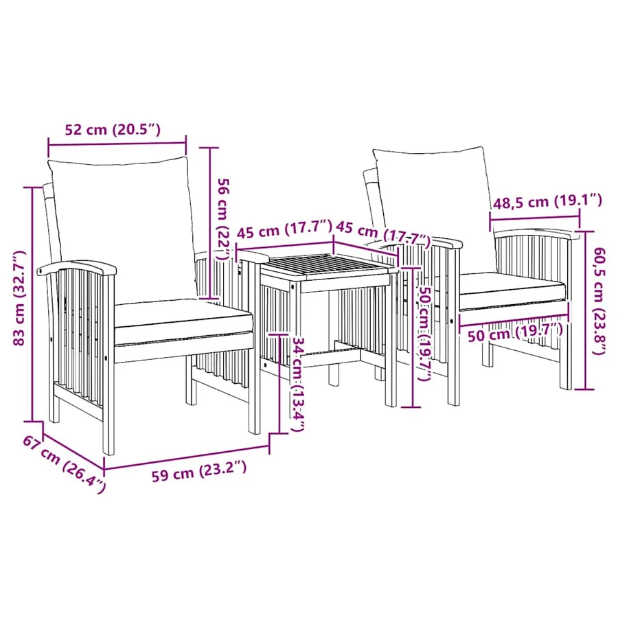 Ensemble de canapé de jardin avec coussin 3 pcs Huile Naturelle - 10