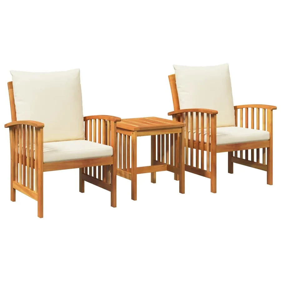Ensemble de canapé de jardin avec coussin 3 pcs Huile Naturelle - 2