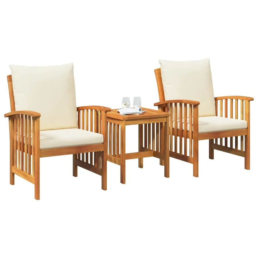 Ensemble de canapé de jardin avec coussin 3 pcs Huile Naturelle - 3