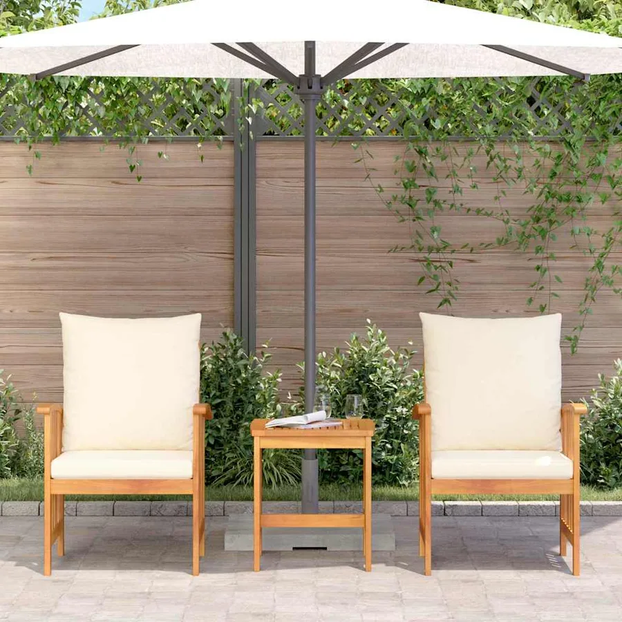 Ensemble de canapé de jardin avec coussin 3 pcs Huile Naturelle - 4
