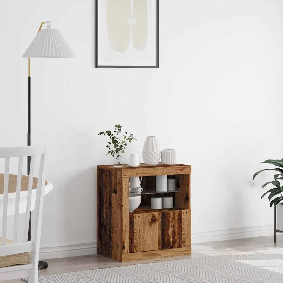 Buffet LED Marron 60,5 x 37 x 67 cm Bois d'ingénierie
