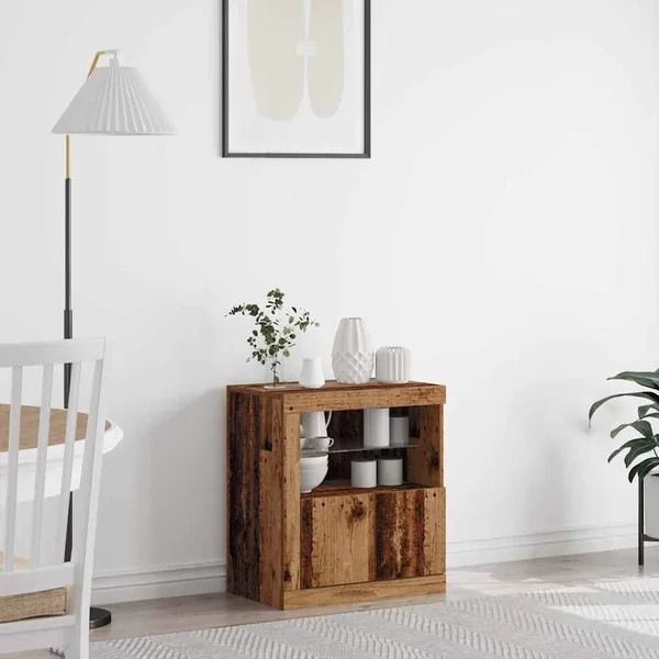 Buffet LED Marron 60,5 x 37 x 67 cm Bois d'ingénierie