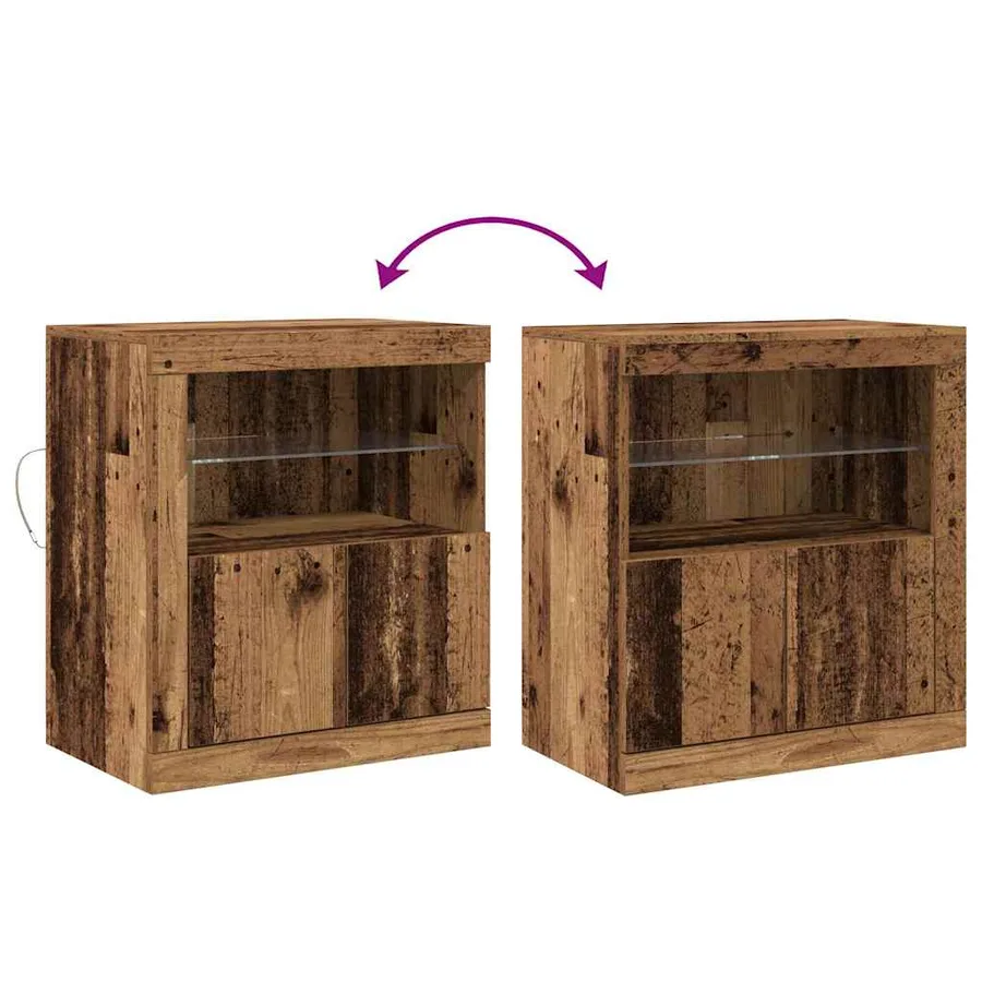 Buffet LED Marron 60,5 x 37 x 67 cm Bois d'ingénierie - 13