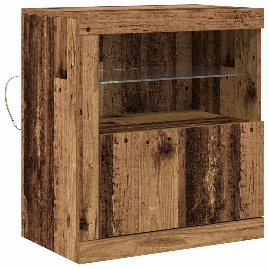Buffet LED Marron 60,5 x 37 x 67 cm Bois d'ingénierie - 2