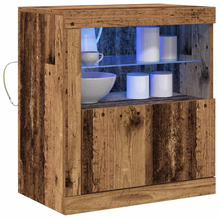 Buffet LED Marron 60,5 x 37 x 67 cm Bois d'ingénierie - 3